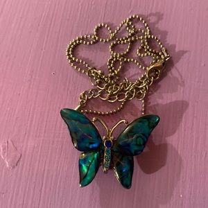 Blue & silver butterfly necklace.